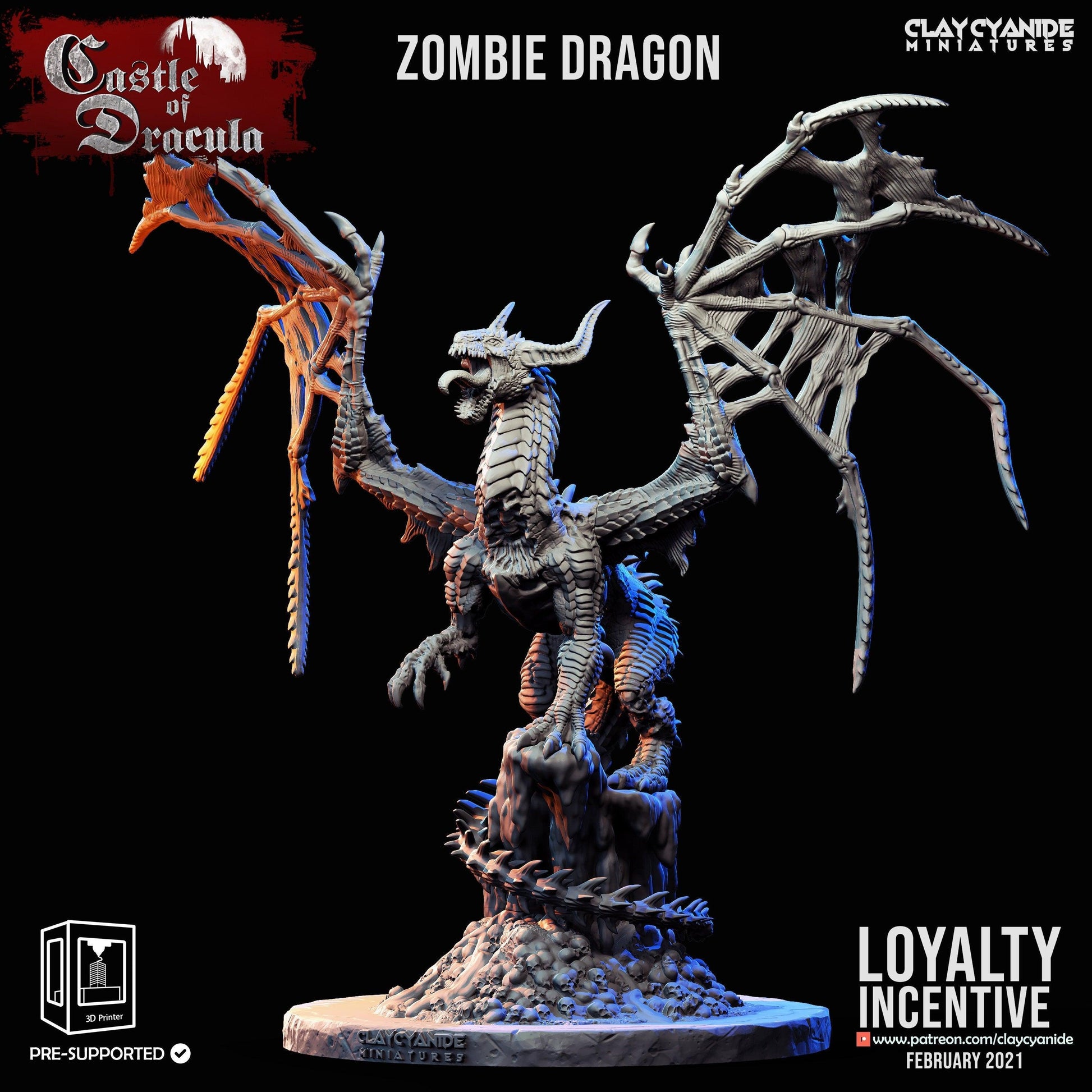 Zombie Dragon Miniature | Dungeons and Dragons Miniature | 32mm Scale - Plague Miniatures